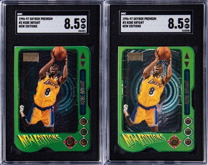 1996/97 Skybox "New Editions" #3 Kobe Bryant Rookie Card Pair - Both SGC NM-MT+ 8.5